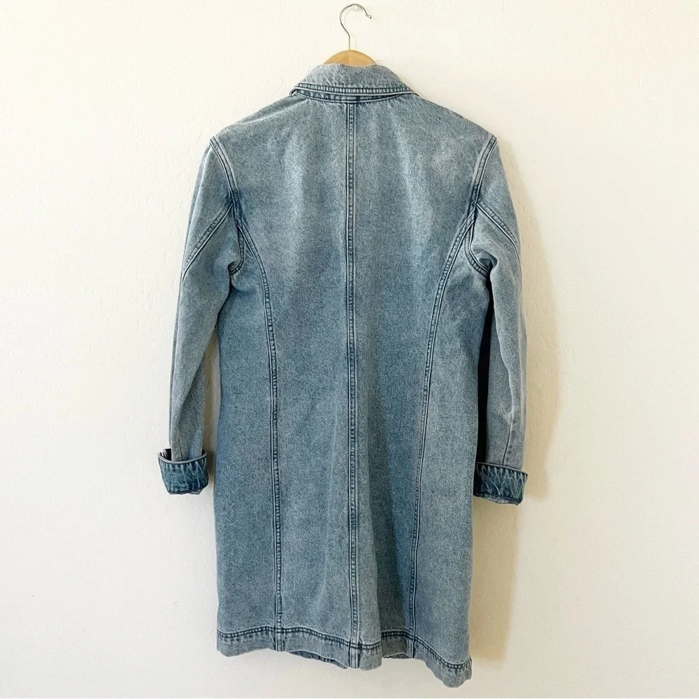 Michael Kors Light Wash Denim Mid-Length Jean Jacket